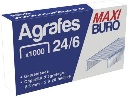 Maxiburo Boite de 1000 agrafes 24/6 galvanisées Blanc