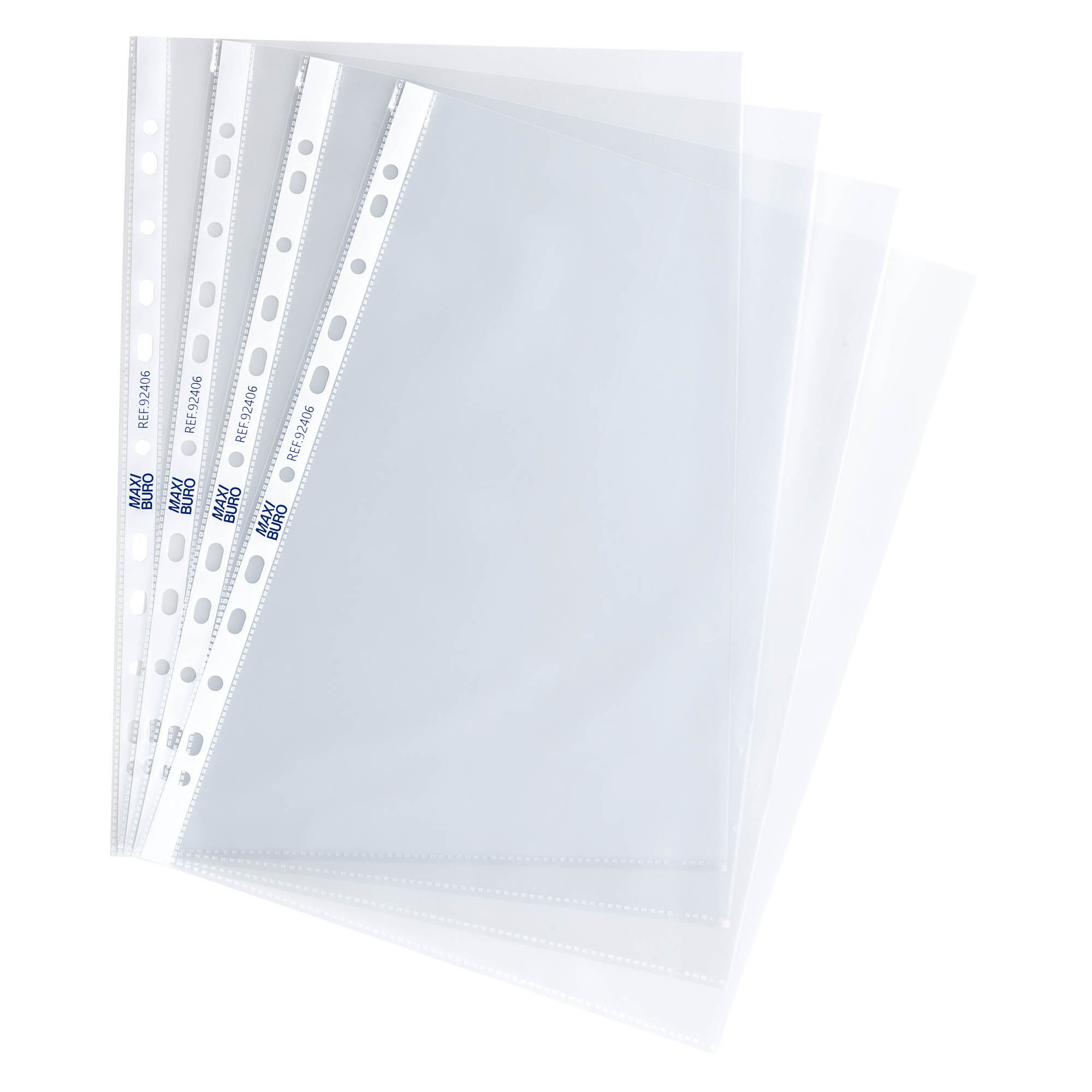 Maxiburo Boite de 100 pochettes transparentes perforées grainées en polypropylène 5/100e - Maxiburo Chêne clair