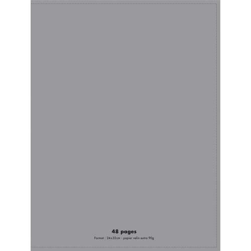 Produit neutre Cahier piqûre 24x32cm 48 pages 90g grands carreaux Seyès. Couverture polypropylène Gris - Lot de 12 Bleu nuit