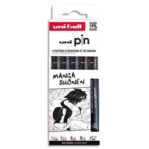 Uni-ball Feutre technique PIN 'Manga Shonen' PF, set de 5 - Lot de 2