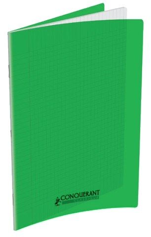 Oxford Cahier piqûre 17x22cm 32 pages 90g grands carreaux Seyès. Couverture polypropylène Vert - Lot de 27
