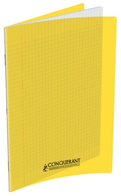 Oxford Cahier piqûre 17x22cm 48 pages 90g grands carreaux Seyès. Couverture polypropylène Jaune - Lot de 24