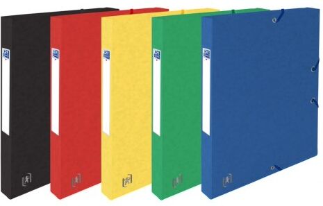 Boîte Oxford capacité standard top file+ 24x32cm dos 25mm avec élastique couverture carte assorti - Lot de 12