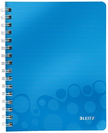 Leitz Cahier à spirales WOW, 160 pages détachables A5, PP, bleu - Lot de 2