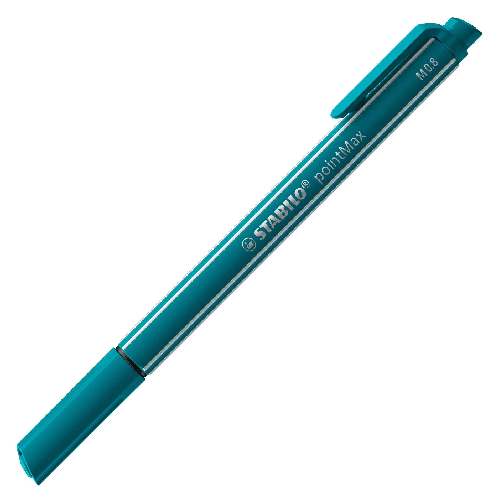 Stabilo PointMax stylo-feutre pointe moyenne (0,8 mm) - Turquoise - Lot de 15