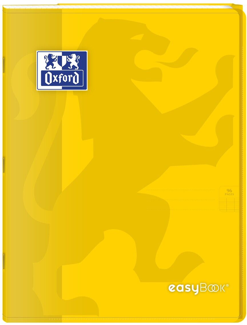 Cahier Oxford easybook 24x32cm grands carreaux seyès 96 pages agrafées couverture polypro jaune - Lot de 10 Bleu