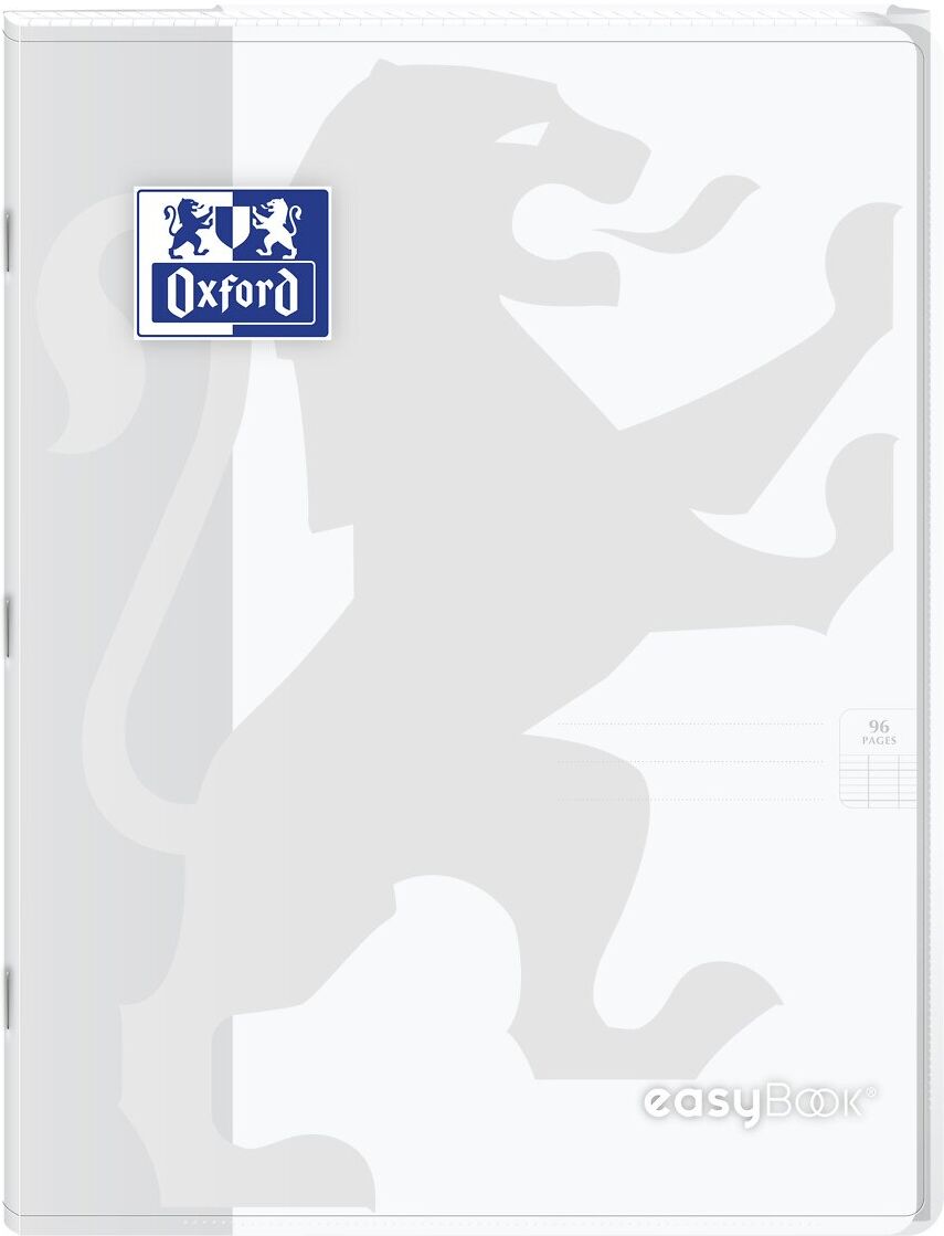 Cahier Oxford easybook 24x32cm grands carreaux seyès 96 pages agrafées couverture polypro incolore - Lot de 10 38x38x4.5