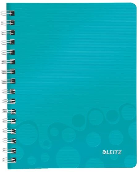 Leitz Cahier à spirales WOW, 160 pages détachables A5, PP, menthe - Lot de 2