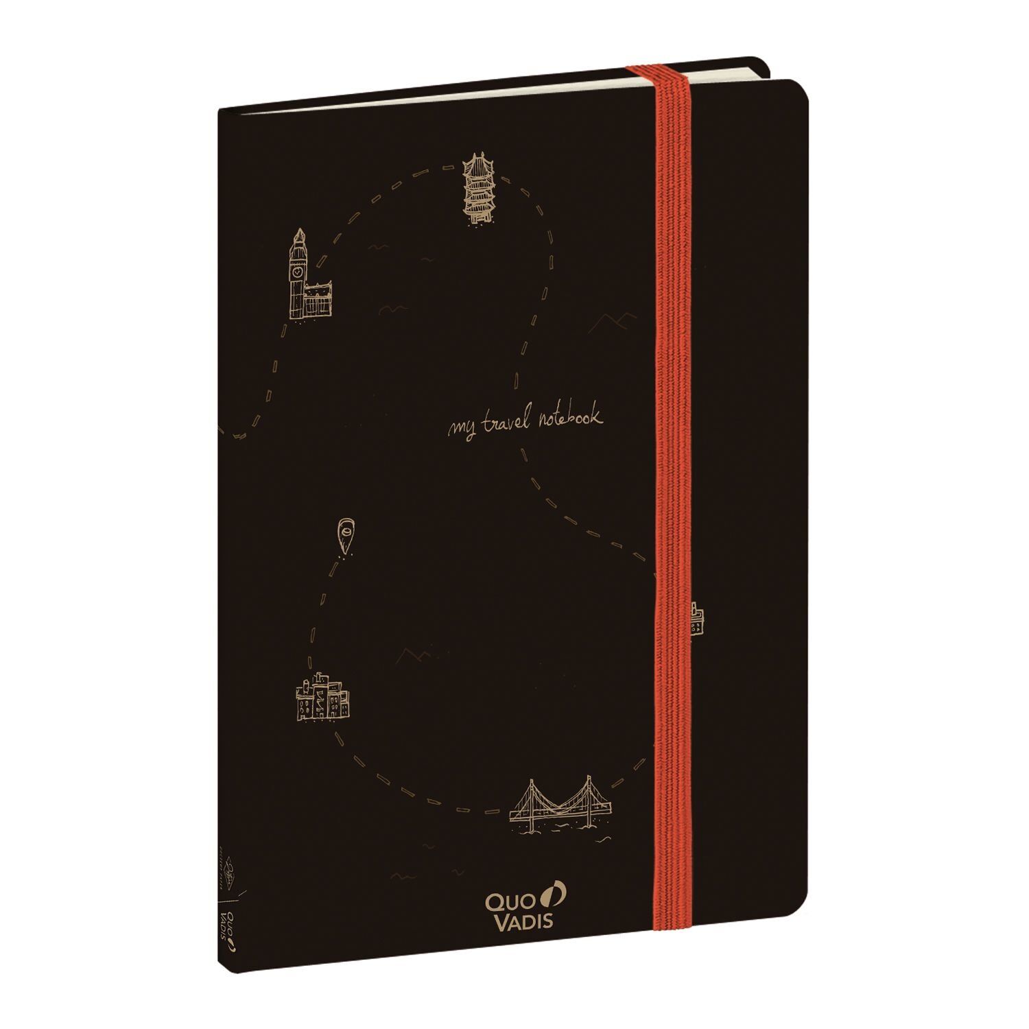 Quo vadis Travel Notebook 1521 Docteur Paper - 15x21cm - avec élastique - World - Lot de 2 Magenta