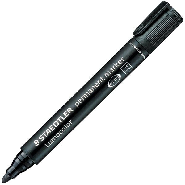 Staedtler Marqueur permanent pointe ogive corps plastique encre Noire à base d'alcool ne sèche pas 352 - Lot de 12