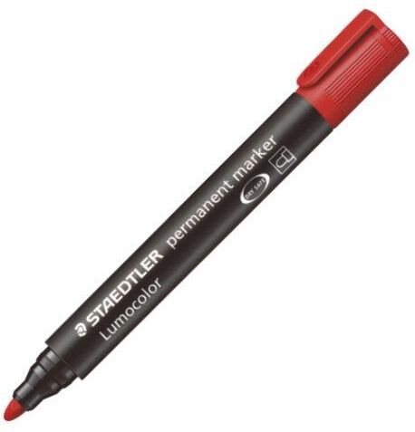 Staedtler Marqueur permanent pointe ogive corps plastique encre Rouge à base d'alcool ne sèche pas 352 - Lot de 12