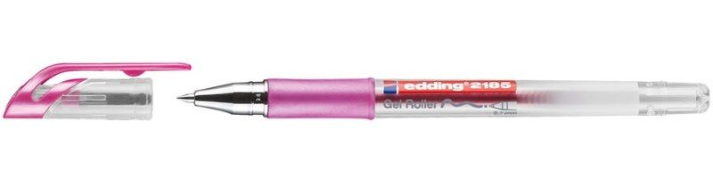 Edding Roller encre gel E2185, pointe métal 0,7 mm. Coloris Rose métal - Lot de 12