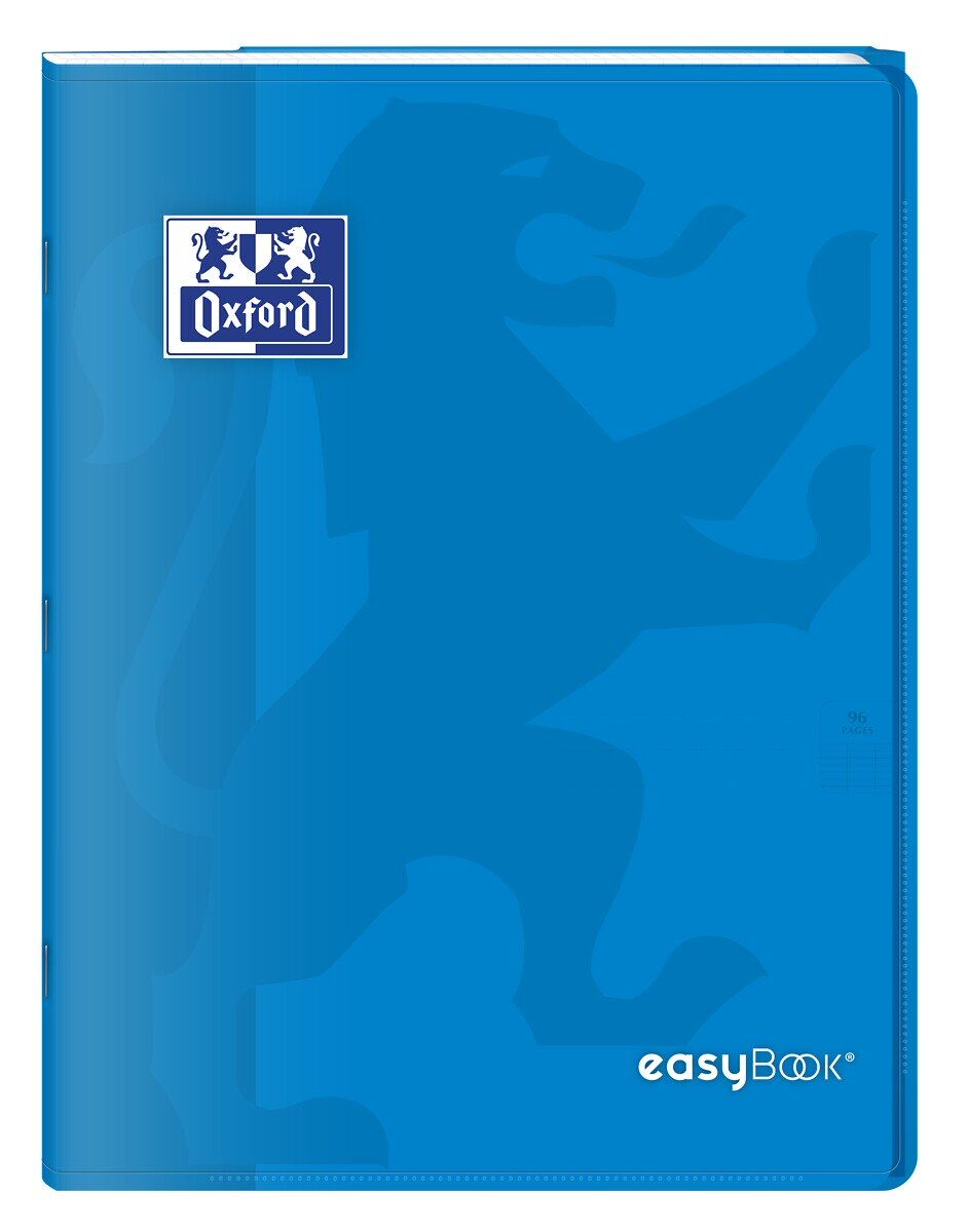 Cahier Oxford easybook 24x32cm grands carreaux seyès 96 pages agrafées couverture polypro bleu - Lot de 10 Assorti