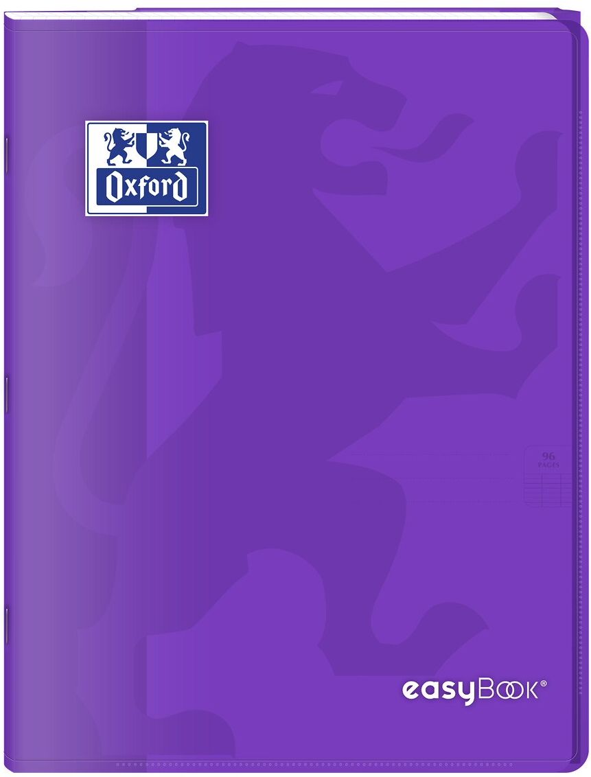 Cahier Oxford easybook 24x32cm grands carreaux seyès 96 pages agrafées couverture polypro violet - Lot de 10 Jaune