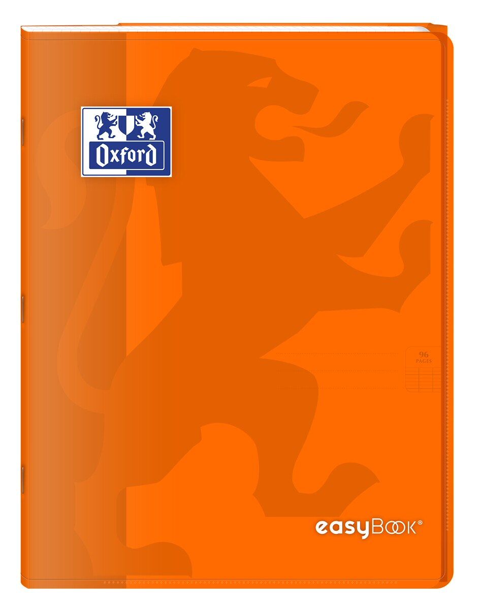 Cahier Oxford easybook 24x32cm grands carreaux seyès 96 pages agrafées couverture polypro orange - Lot de 10 Bleu