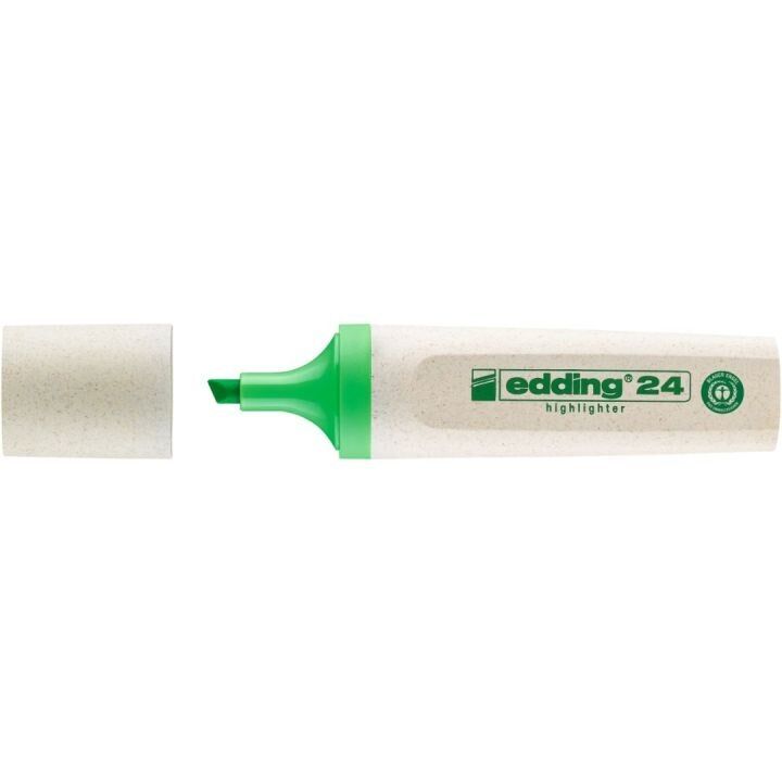 Edding Surligneur ECOLINE-24 pointe biseautée a une largeur de trait de 2 à 5 mm. Couleur vert - Lot de 14