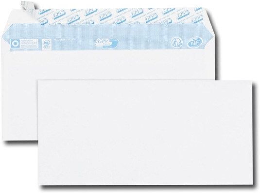 Gpv Paquet de 70 enveloppes Blanches auto-adhésives, format DL 110x200mm 80g NF PEFC - Lot de 3