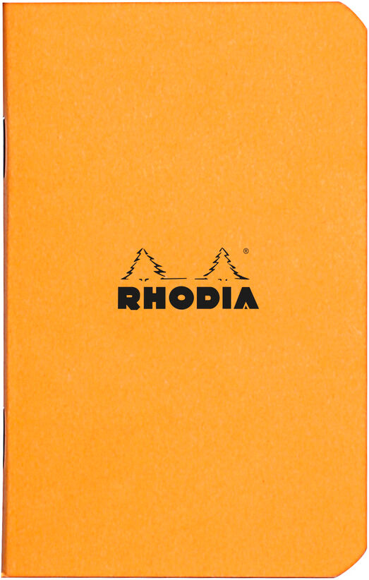 Carnet piqué Rhodia Classic 7,5x12 cm 48p petits carreaux 5x5 non détachables 80g - Orange - Lot de 20