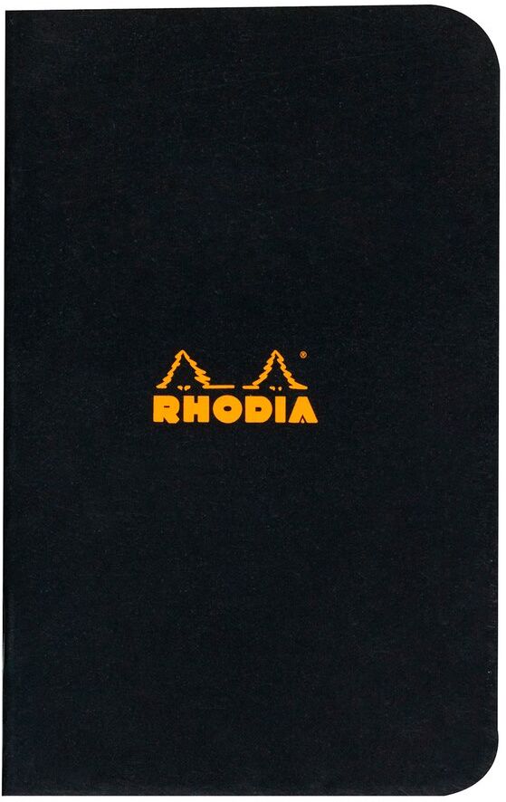 Carnet piqué Rhodia Classic 7,5x12 cm 48p petits carreaux 5x5 non détachables 80g - Noir - Lot de 20