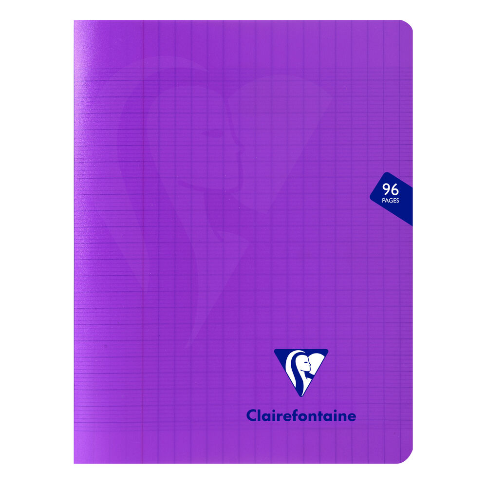 Clairefontaine Cahier piqué Mimesys 17x22cm 96 pages grands carreaux couverture polypropylène - Violet - Lot de 20 Bleu nuit
