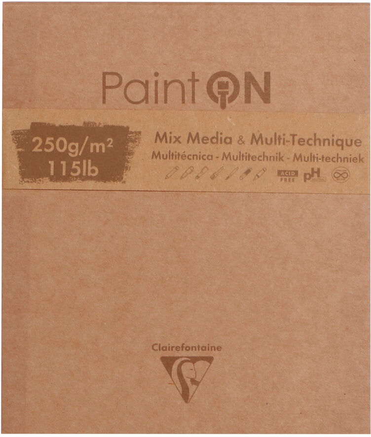 Clairefontaine Paint'ON assorti bloc collé 13,3x15,7cm 50F 250g - Assortiment - Lot de 4