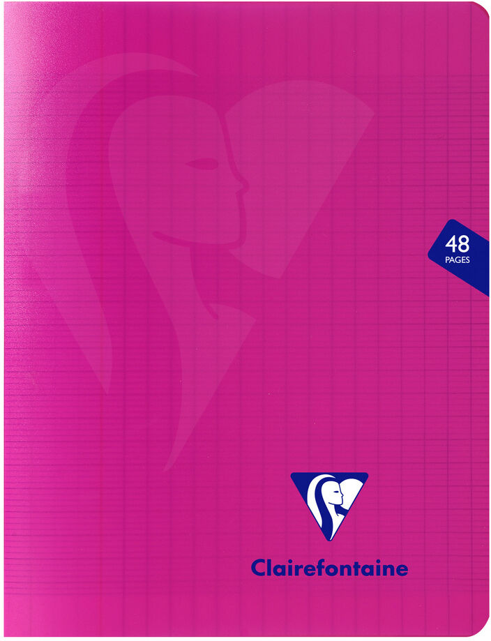 Clairefontaine Cahier piqué Mimesys 17x22cm 48 pages grands carreaux couverture polypropylène - Rose - Lot de 20 Bleu