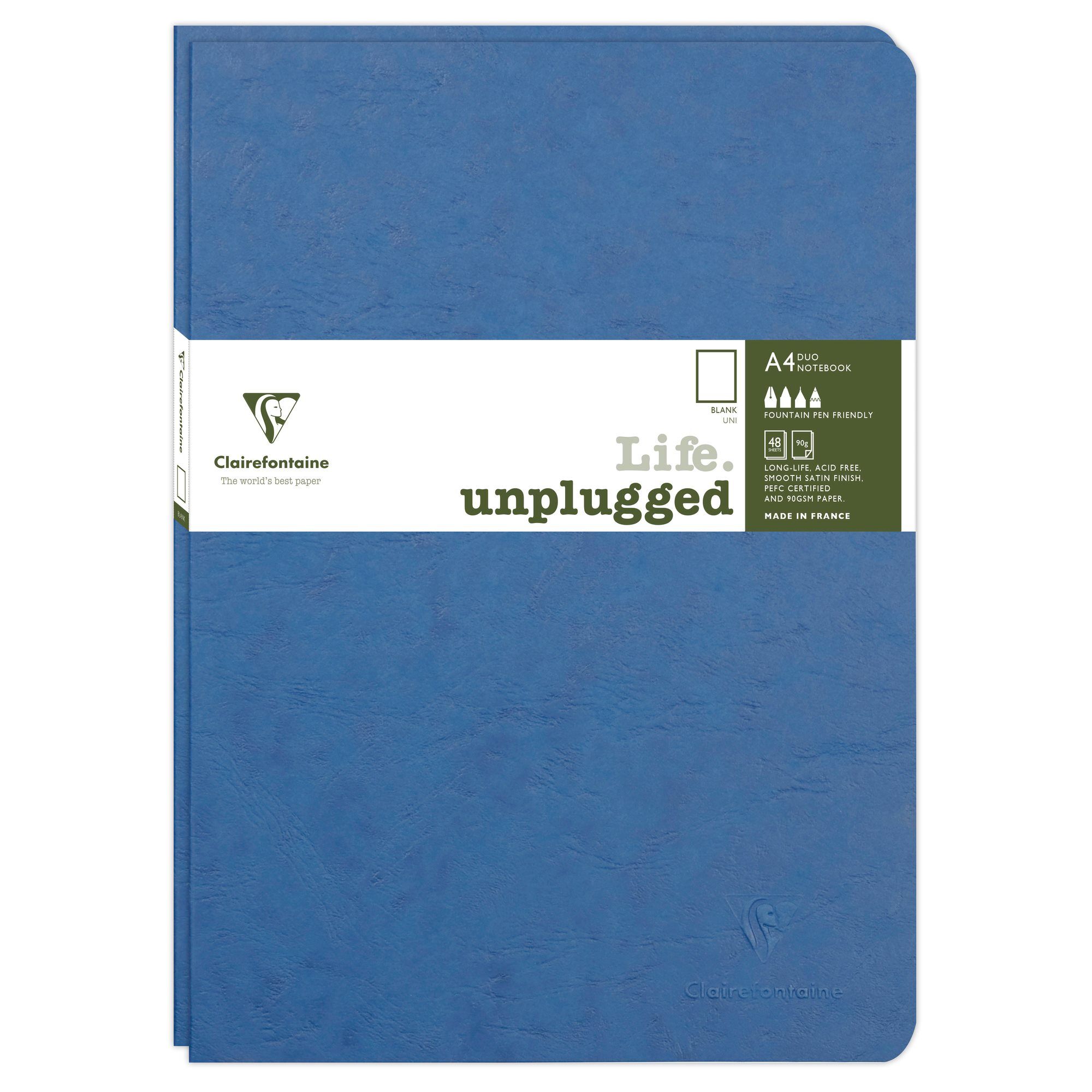 Clairefontaine Set de 2 carnets piqués Age Bag A4 96 pages uni - Bleu - Lot de 4
