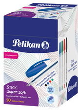 Pelikan Stylo à bille STICK super soft, assorti, présentoir - Lot de 100