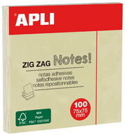 Apli Notes adhésives 'ZIG ZAG Notes!', 75 x 75 mm, jaune - Lot de 34