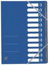 Oxford Trieur Top File+, A4, 12 compartiments, bleu - Lot de 2