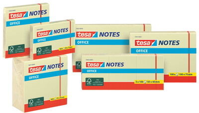 Tesa Bloc standard adhésif Office Notes, 50 x 75 mm, jaune - Lot de 36