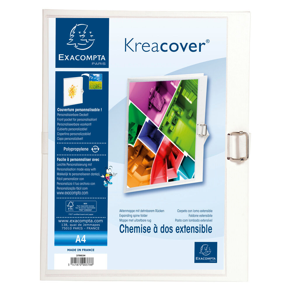 Exacompta Chemise dos extensible Krea Cover® - 24x32cm - Blanc - Lot de 10