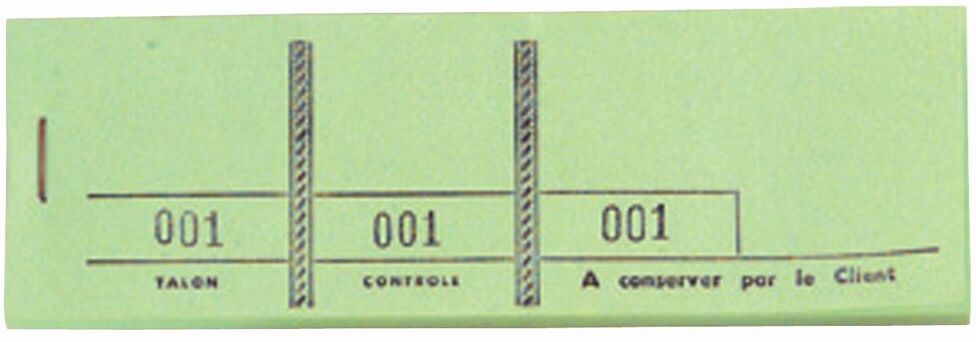 Exacompta Bloc passe-partout 100 feuillets numérotés de 3 volets - Format 4,8x15 cm - Vert - Lot de 50