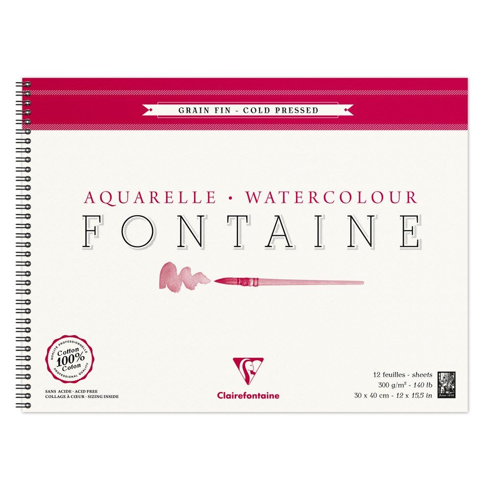 Clairefontaine Fontaine album spiralé 12F 30x40cm 300g grain fin - Lot de 4