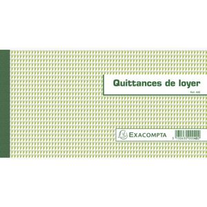 Exacompta Carnet à souche Quittances de loyer 13,5x18,5cm - 50 feuillets - Format horizontal - Lot de 3 - Publicité