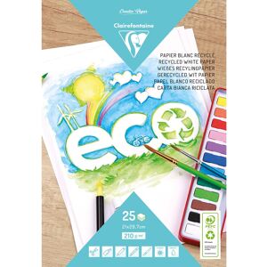 Clairefontaine PAPIER BLANC RECYCLÉ, Bloc de 25 feuilles 210g/m2 au format A4 (21x29 ,7cm) - Blanc - Lot de 5 Noir - Publicité