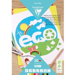 Clairefontaine PAPIER COULEUR RECYCLÉ, Bloc de 20 feuilles 210g/m2 au format A4 (21x29 ,7cm), Assortiment - 10 couleurs - Assortiment - Lot de 5 - Publicité