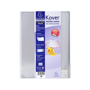 Exacompta Protège-cahier translucide Kover® - 24x32cm - Incolore - Lot de 60 Noir - Publicité