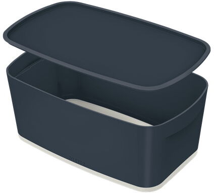 Leitz Bac de rangement Medium COSY avec couvercle. Dimensions : 31,8x12,8x19,1cm. Coloris gris