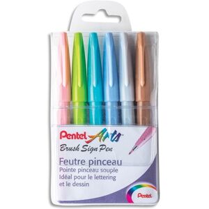 Pentel Pochette Pastel de 6 Feutres pinceau Brush Sign Pen.