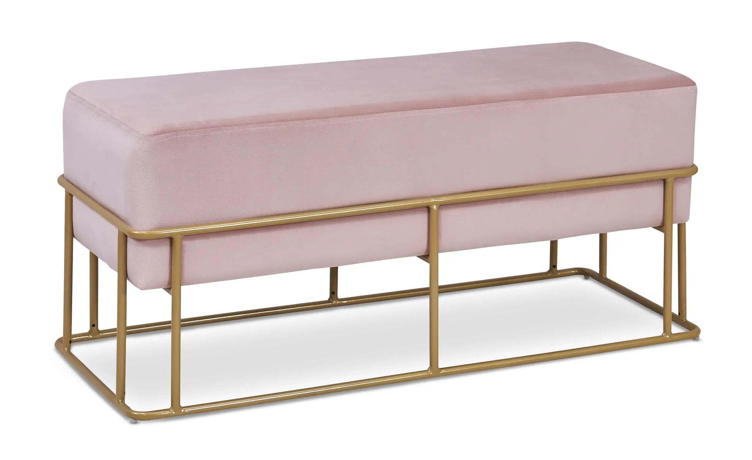 MENZZO Banquette Tristan Velours Rose Pieds Or