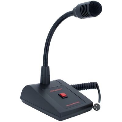Rondson pupitre microphone XLR symétrique Microphone dynamique de table avec col de cygne flexible, bouton poussoir et connexion XLR symétrique. Publicité Rondson pupitre microphone XLR symétrique Microphone dynamique de table avec col de cygne flexible, bouton poussoir et connexion XLR symétrique. Publicité