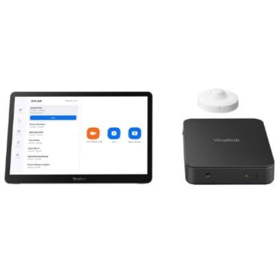 Yealink McoreKit C5-ZR Système natif Zoom Rooms comprenant un Mini-PC, une tablette tactile et détecteur de présence sans-fil. Publicité Yealink McoreKit C5-ZR Système natif Zoom Rooms comprenant un Mini-PC, une tablette tactile et détecteur de présence sans-fil. Publicité