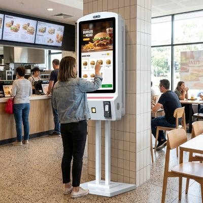 Kimex 165-3205 Borne de paiement tactile 32'' Borne de paiement interactive 32" avec écran tactile et support TPE intégré, conçue pour les solutions - Publicité Kimex 165-3205 Borne de paiement tactile 32'' Borne de paiement interactive 32" avec écran tactile et support TPE intégré, conçue pour les solutions - Publicité