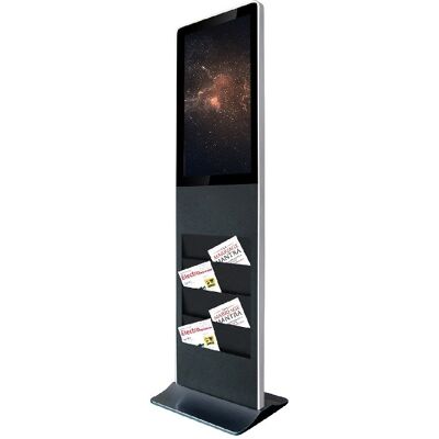 Kimex totem vidéo tactile 32'' Totem tactile d'intérieur de 32" avec résolution Full HD, porte-brochures, fonctionnement 24/7 et design haut de gamme. Publicité Kimex totem vidéo tactile 32'' Totem tactile d'intérieur de 32" avec résolution Full HD, porte-brochures, fonctionnement 24/7 et design haut de gamme. Publicité