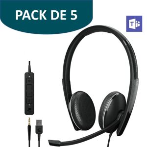 Sennheiser Pack de 5 EPOS Adapt 165T USB II MS - Casque  Casque PC-Mac  Casque filaire - Connexion Jack 3,5 mm + USB