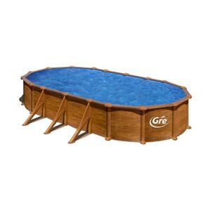 Gre Piscine acier Mauritius - Imitation bois - Ovale - 7,30 m x 3,75 m x 1,32 m - Gre - Piscine acier