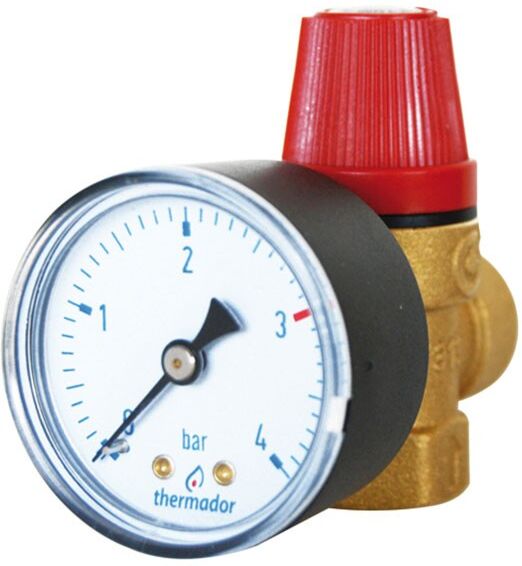 Caleffi Soupape de sécurité - Soupape de sûreté avec manomètre 1/2 Caleffi Soupape de sécurité - Soupape de sûreté avec manomètre 1/2