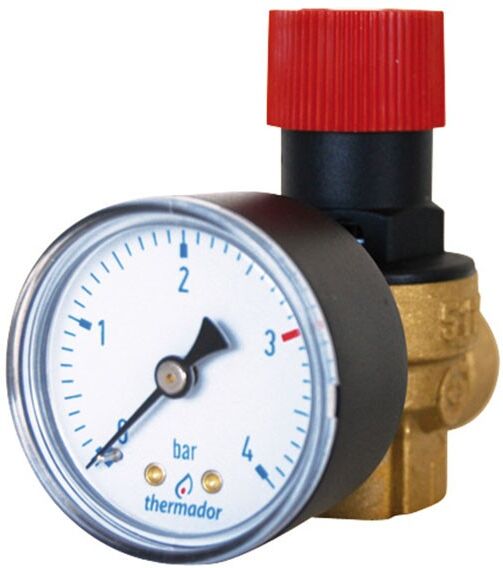 Caleffi Soupape de sécurité - Soupape de sûreté avec manomètre 1/2 Caleffi Soupape de sécurité - Soupape de sûreté avec manomètre 1/2