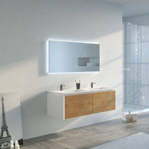 Distribain Meuble salle de bain FABRIZIA 1200 Bois naturel et Blanc